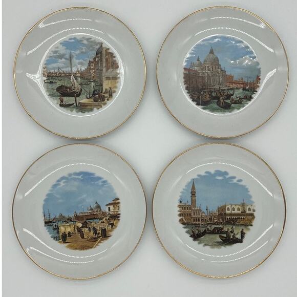 VINTAGE "Scenes of Venice" Collector Plates  (4 Total) - Picture 1 of 9